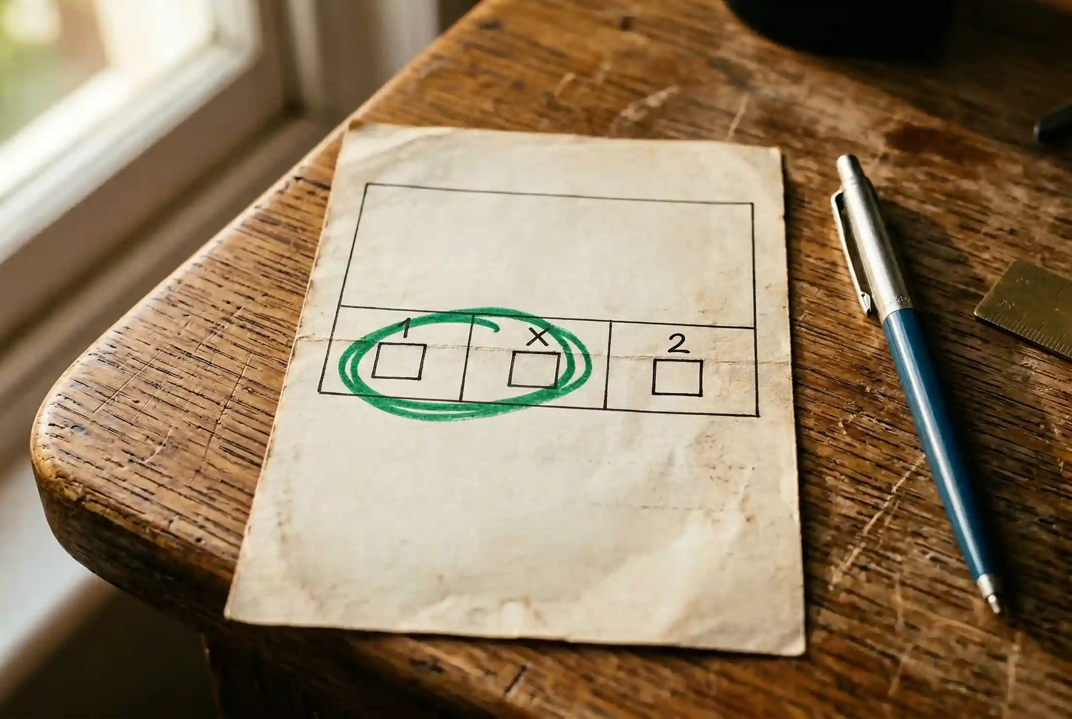 Double Chance weddenschap met twee van drie opties gemarkeerd op wedformulier