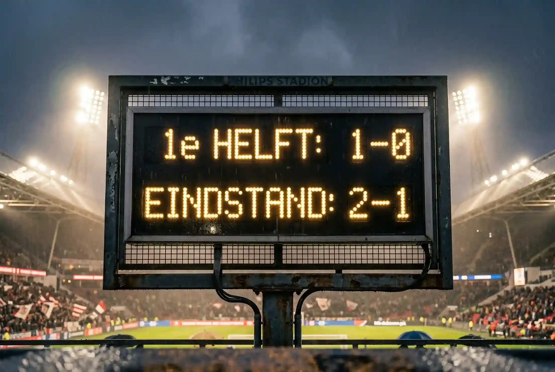 Voetbal scorebord met ruststand en eindstand voor halftime fulltime weddenschappen