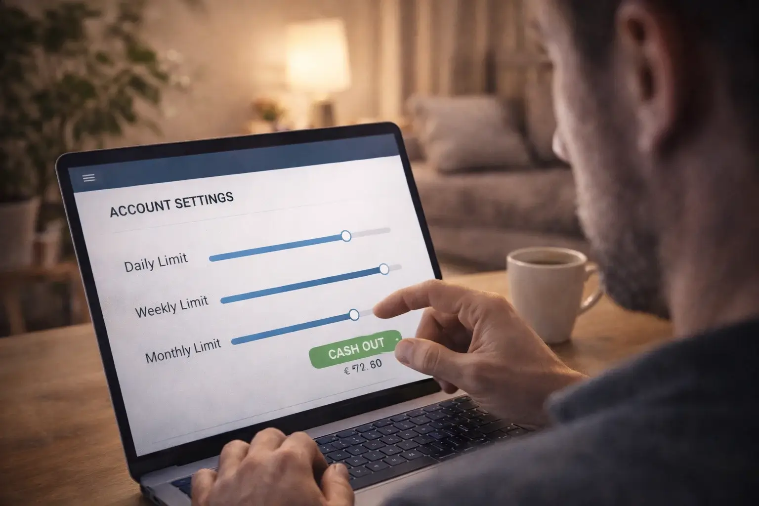 Persoon stelt speellimieten in op bookmaker account